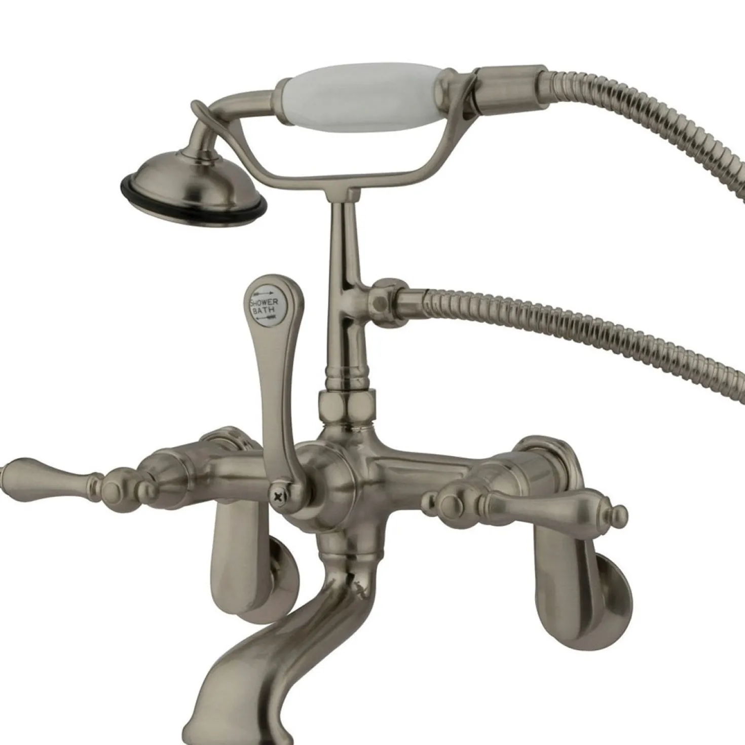 Kingston Brass Vintage Adjustable 3-3/8" - 10" Centers Wall Mount Clawfoot Tub Filler Faucet with Hand Shower