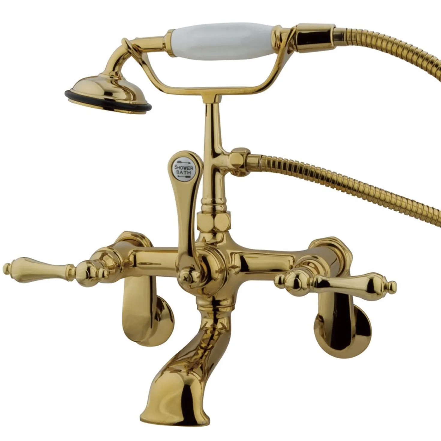 Kingston Brass Vintage Adjustable 3-3/8" - 10" Centers Wall Mount Clawfoot Tub Filler Faucet with Hand Shower