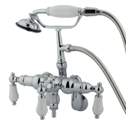 Kingston Brass Vintage Adjustable 3-3/8" - 9" Center Classic Wall Mount Clawfoot Tub Filler with Hand Shower