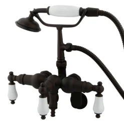 Kingston Brass Vintage Adjustable 3-3/8" - 9" Center Classic Wall Mount Clawfoot Tub Filler with Hand Shower