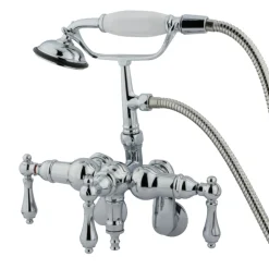 Kingston Brass Vintage Adjustable 3-3/8" - 9" Center Wall Mount Clawfoot Tub Filler with Hand Shower