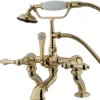 Kingston Brass Vintage Adjustable 3-3/8" - 10" Center Deck Mount Clawfoot Tub Filler with Hand Shower