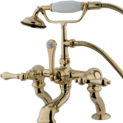 Kingston Brass Vintage Adjustable 3-3/8" - 10" Center Deck Mount Clawfoot Tub Filler with Hand Shower