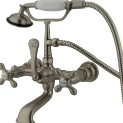 Kingston Brass Vintage 7" Brass Wall Mount Clawfoot Tub Filler Faucet with Hand Shower