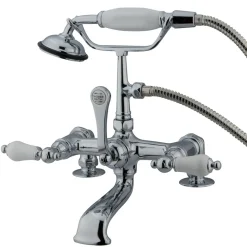 Kingston Brass Vintage 7" Brass Clawfoot Deck Mount Tub Filler with Hand Shower