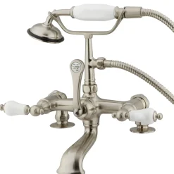 Kingston Brass Vintage 7" Brass Clawfoot Deck Mount Tub Filler with Hand Shower