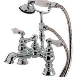 Kingston Brass Vintage 7" Brass Classic Deck Mount Clawfoot Tub Filler with Hand Shower
