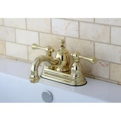 Kingston Brass Vintage 4" Centerset Lavatory Faucet with Heritage Spout and Metal Lever Handle