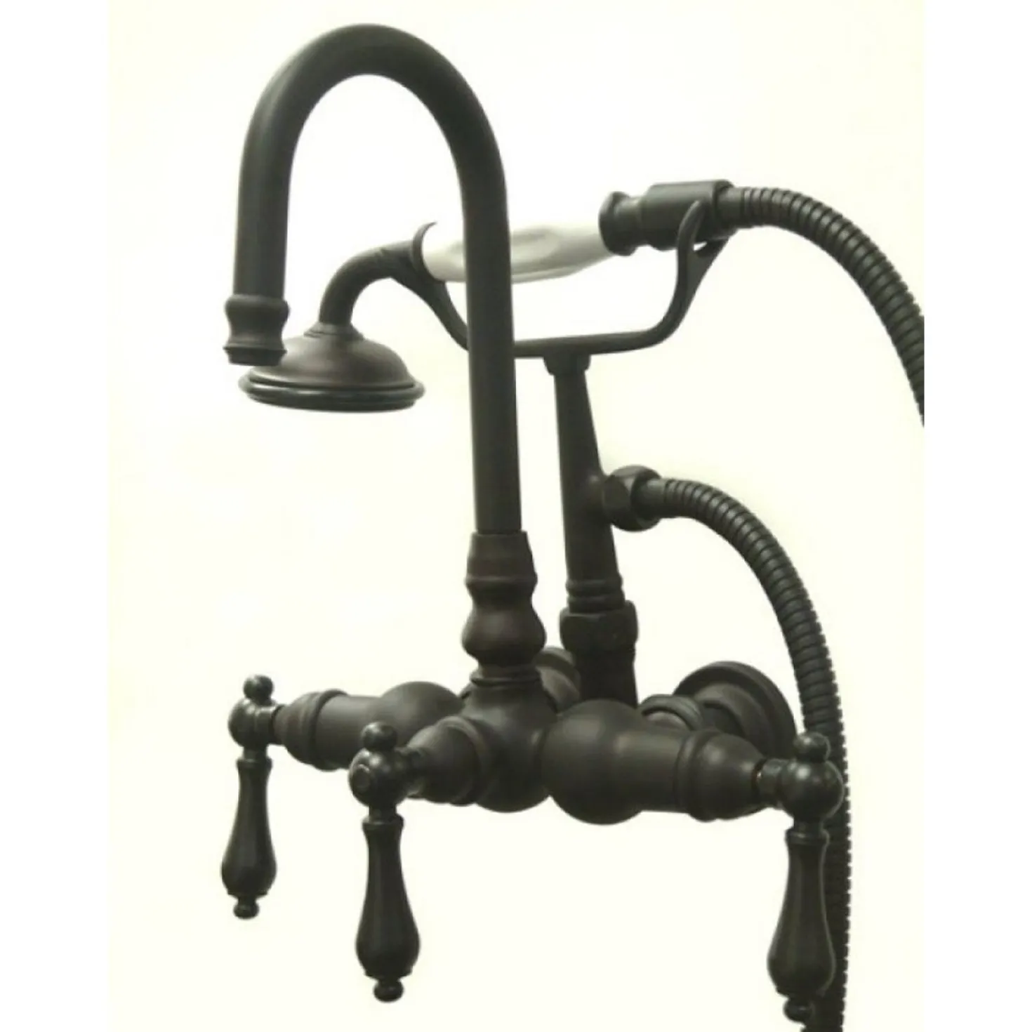Kingston Brass Vintage 3-3/8" Centers Wall Mount Clawfoot Tub Filler Faucet with Hand Shower