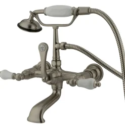 Kingston Brass Vintage 7" Classic Wall Mount Clawfoot Tub Filler Faucet with Hand Shower