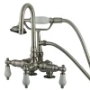Kingston Brass Vintage 3-3/8" Classic Clawfoot Deck Mount Tub Filler with Hand Shower