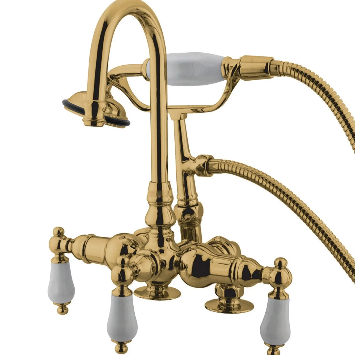 Kingston Brass Vintage 3-3/8" Classic Clawfoot Deck Mount Tub Filler with Hand Shower