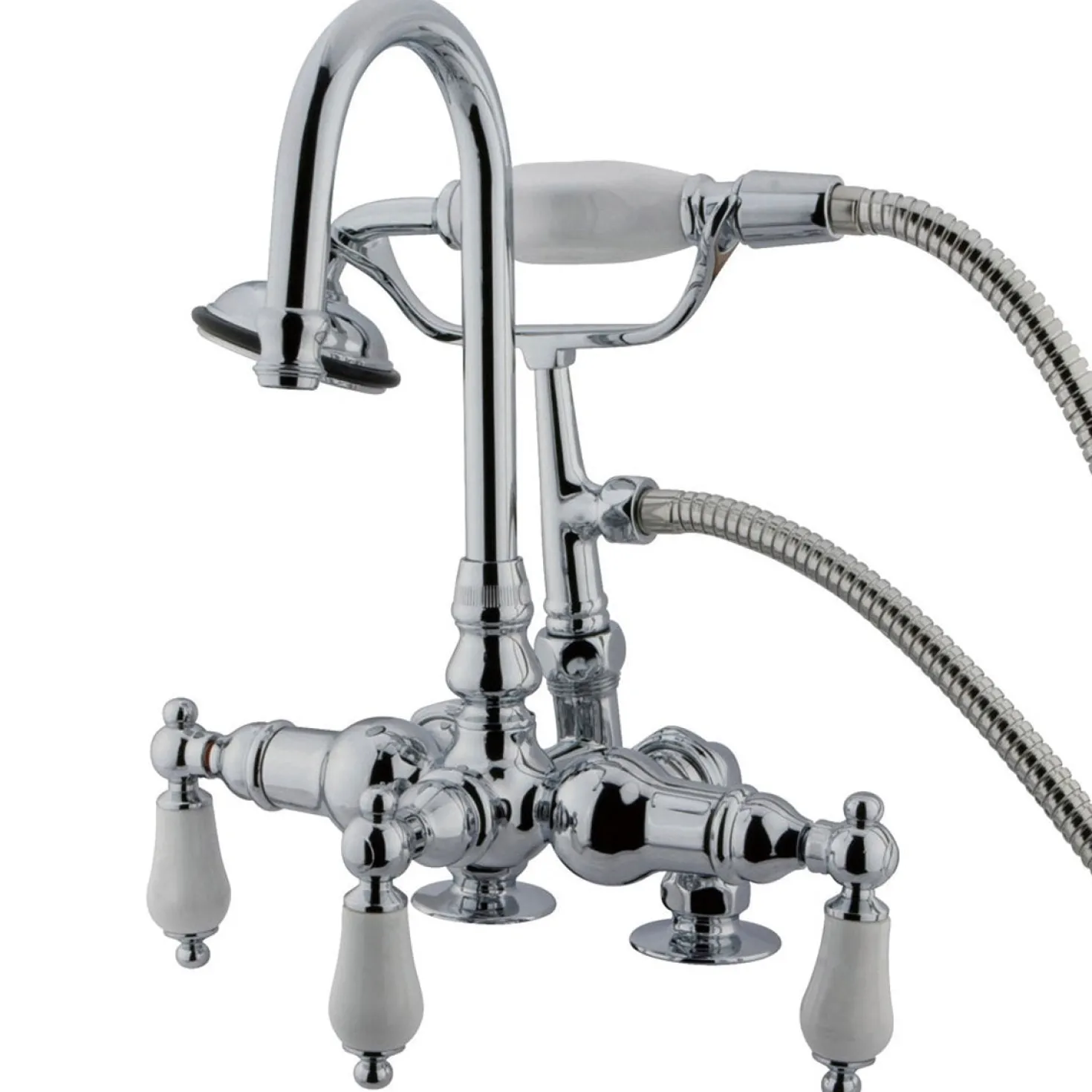 Kingston Brass Vintage 3-3/8" Classic Clawfoot Deck Mount Tub Filler with Hand Shower