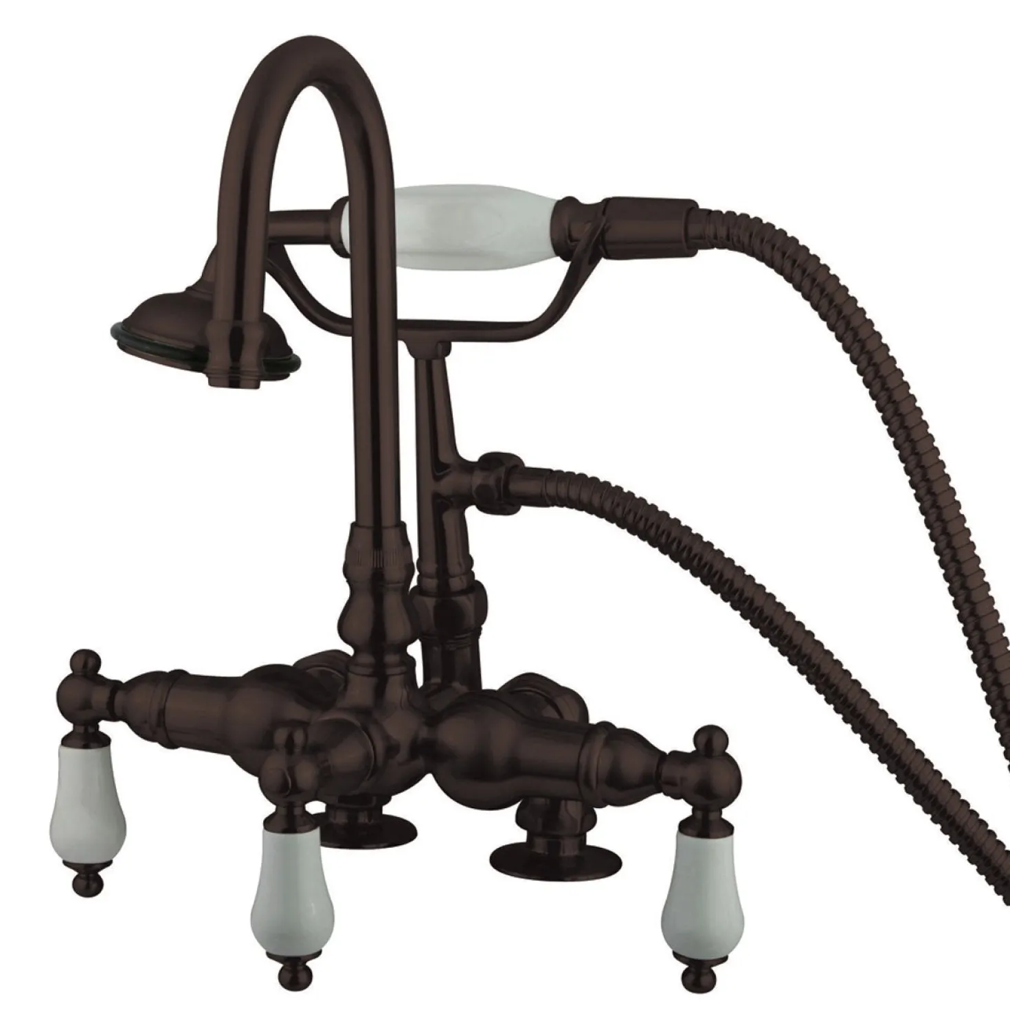 Kingston Brass Vintage 3-3/8" Classic Clawfoot Deck Mount Tub Filler with Hand Shower