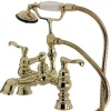 Kingston Brass Vintage 7" Classic Deck Mount Clawfoot Tub Filler with Hand Shower