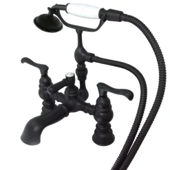 Kingston Brass Vintage 7" Classic Deck Mount Clawfoot Tub Filler with Hand Shower