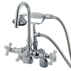 Kingston Brass Vintage Clawfoot Tub Faucet with Hand Shower in Polished Chrome