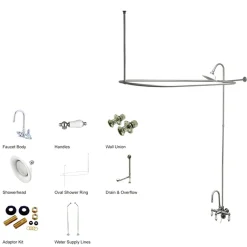 Kingston Brass Vintage Clawfoot Tub Package with High Rise Goose Neck in Polished Chrome