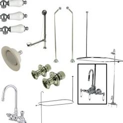 Kingston Brass Vintage Clawfoot Tub Package with High Rise Goose Neck in Polished Chrome