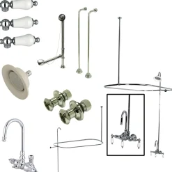 Kingston Brass Vintage Clawfoot Tub Package with High Rise Goose Neck and 62" Shower Riser