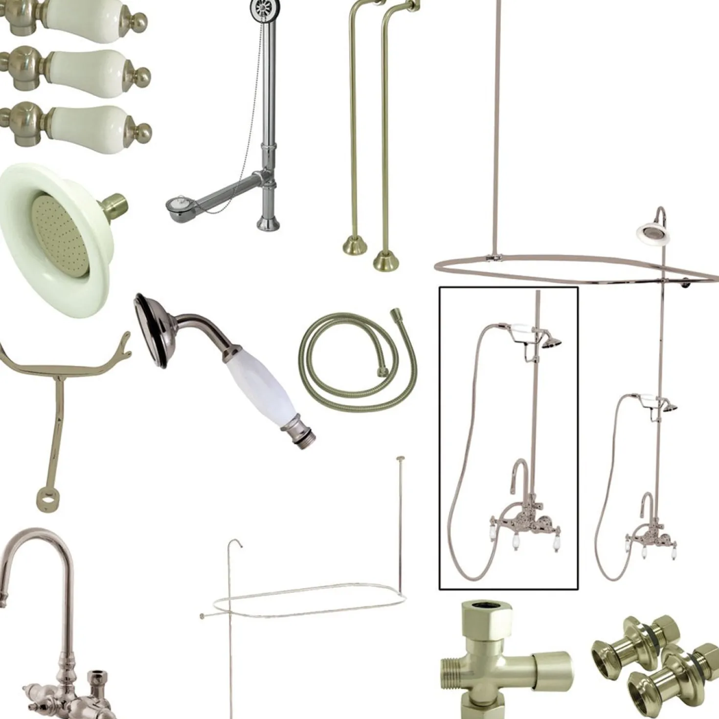Kingston Brass Vintage Clawfoot Tub Package with High Rise Goose Neck