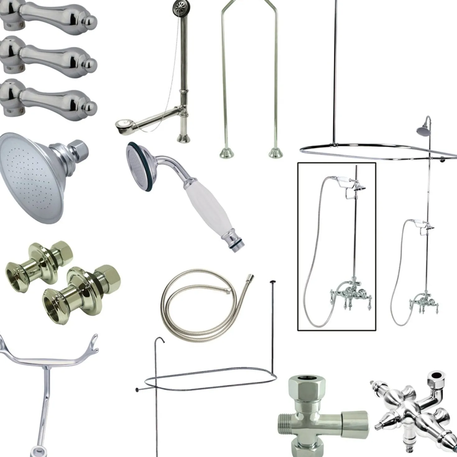 Kingston Brass Vintage Clawfoot Tub Package with 22" Supply Lines in Polished Chrome