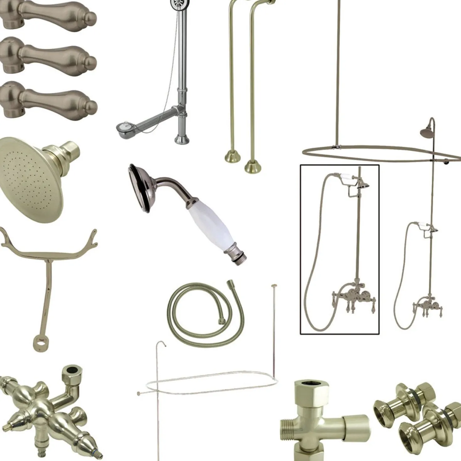 Kingston Brass Vintage Clawfoot Tub Package with 22" Supply Lines and 62" Shower Riser