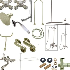 Kingston Brass Vintage Clawfoot Tub Wall Mount Package with Metal Cross Handles