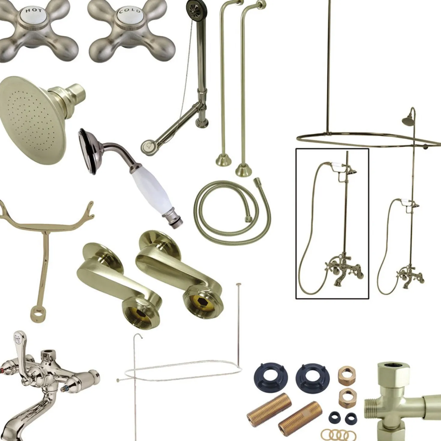 Kingston Brass Vintage Clawfoot Tub Package with Metal Cross Handles