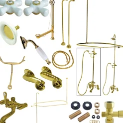 Kingston Brass Vintage Clawfoot Tub Package with Porcelain Cross Handles
