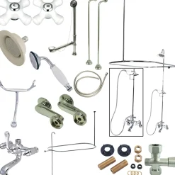 Kingston Brass Vintage Clawfoot Tub Package with Porcelain Cross Handles