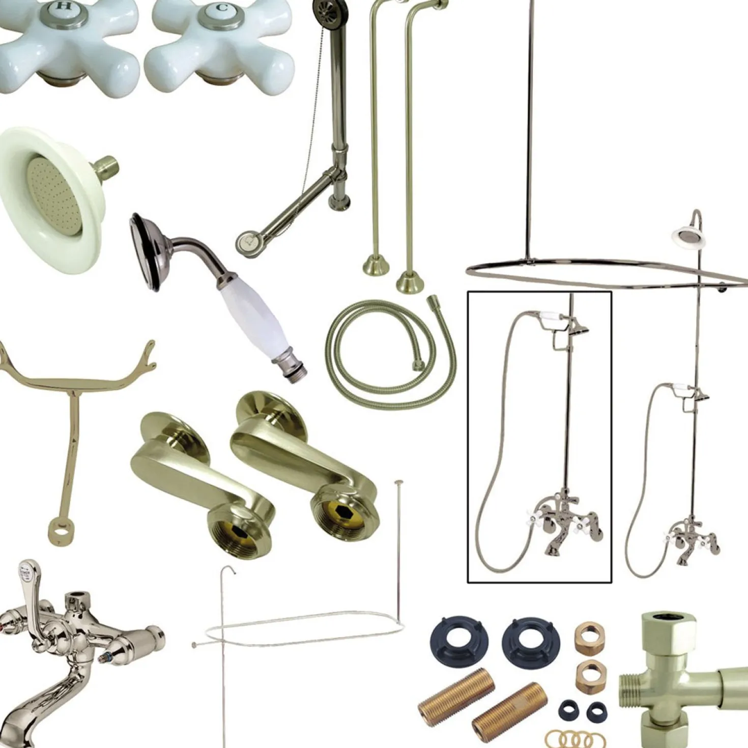Kingston Brass Vintage Clawfoot Tub Package with Porcelain Cross Handles
