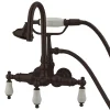 Kingston Brass Vintage 3-3/8" Clawfoot Wall Mount Tub Filler with Hand Shower