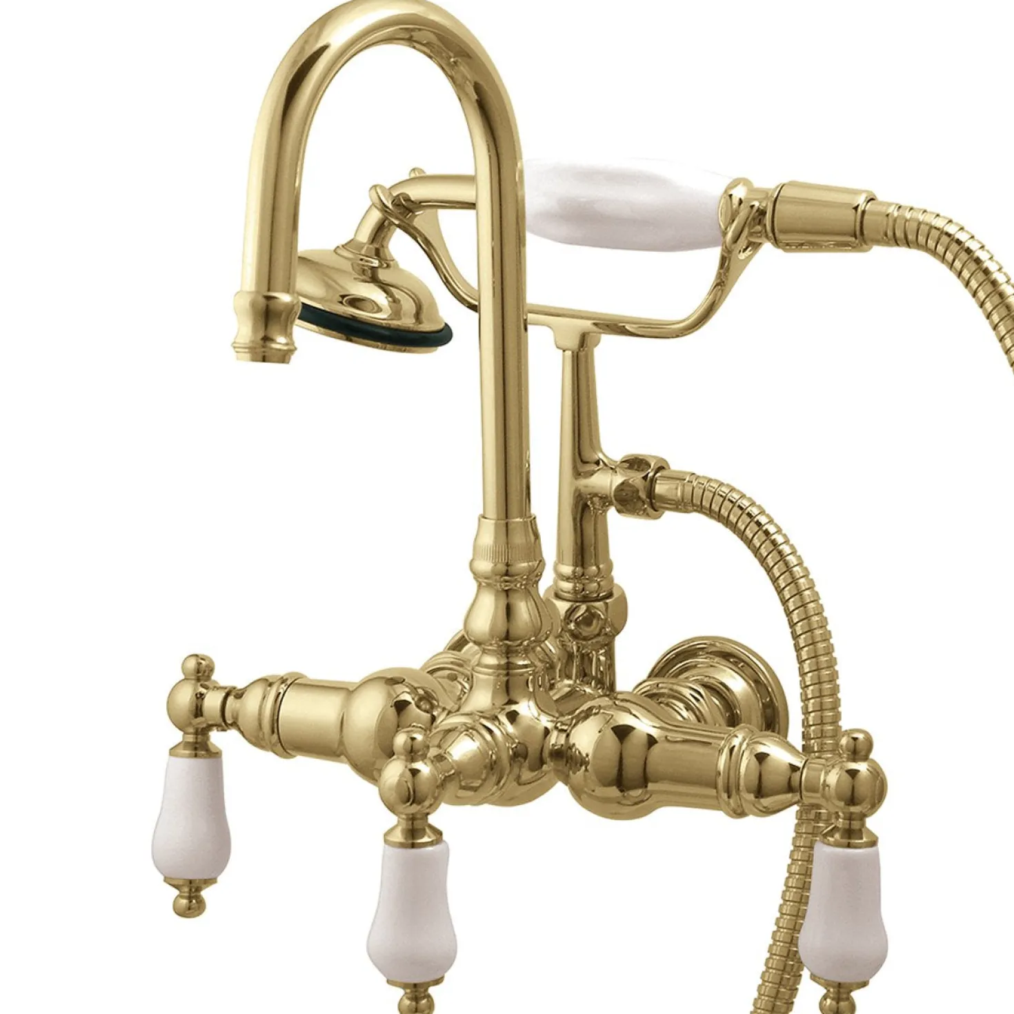Kingston Brass Vintage 3-3/8" Clawfoot Wall Mount Tub Filler with Hand Shower