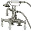Kingston Brass Vintage Deck Mount Clawfoot Tub Filler Faucet with 3-3/8" Spread Hand Shower and