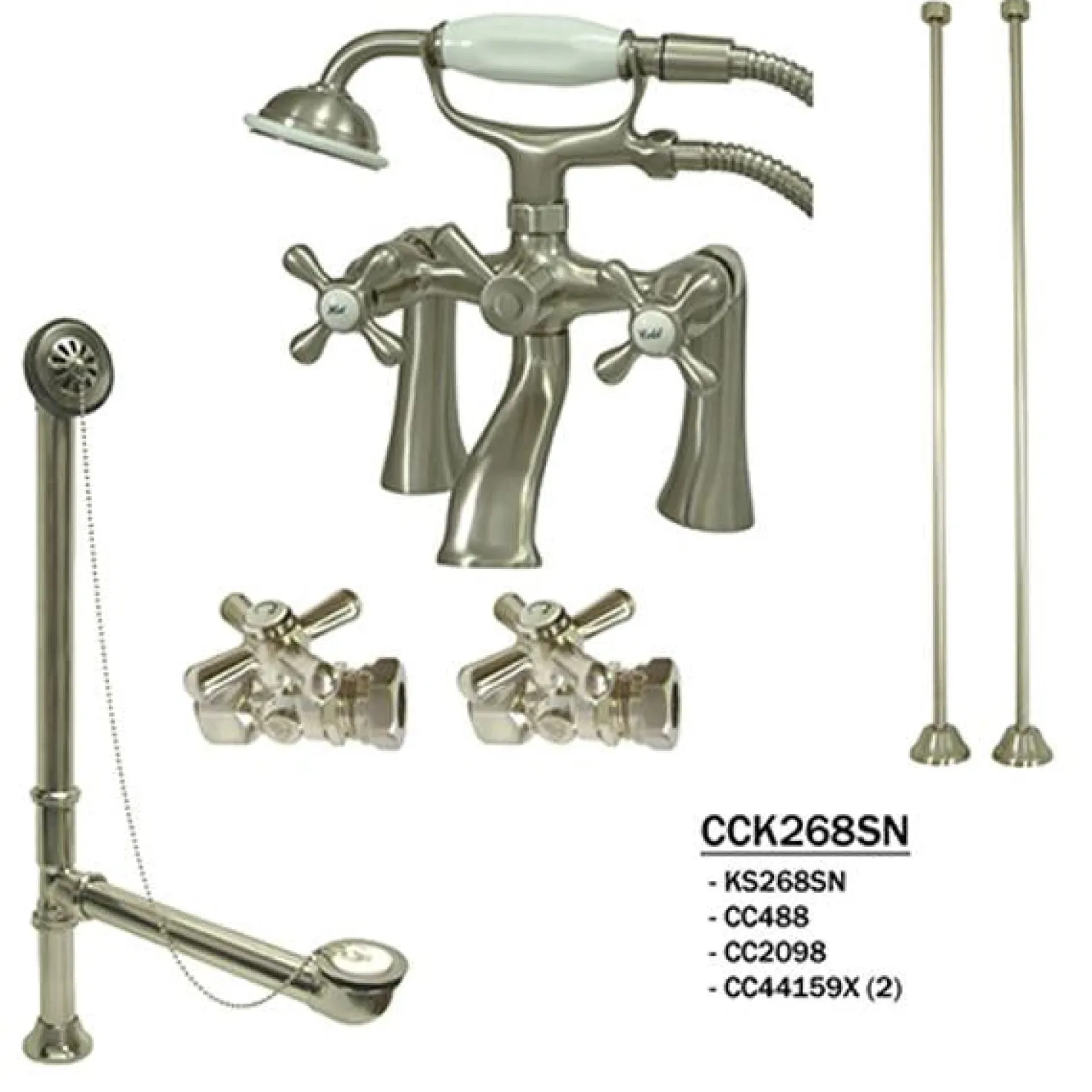 Kingston Brass Vintage Deck Mount Classic Clawfoot Tub Faucet Package