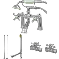 Kingston Brass Vintage Deck Mount Classic Clawfoot Tub Faucet Package
