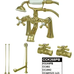 Kingston Brass Vintage Deck Mount Classic Clawfoot Tub Faucet Package