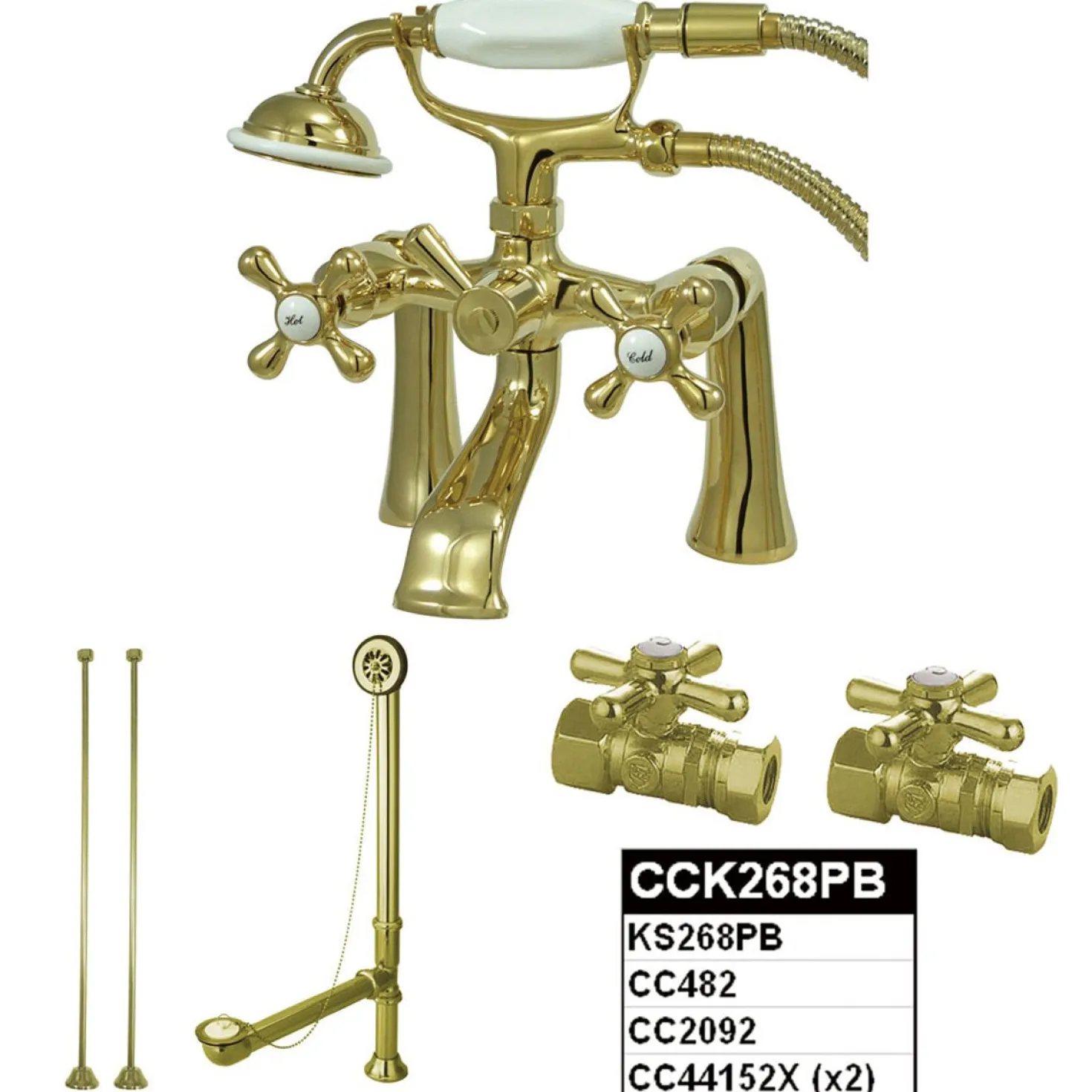 Kingston Brass Vintage Deck Mount Classic Clawfoot Tub Faucet Package