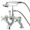Kingston Brass Vintage Deck Mount Adjustable 3-3/8" - 10" Center Classic Clawfoot Tub Filler with Hand Shower