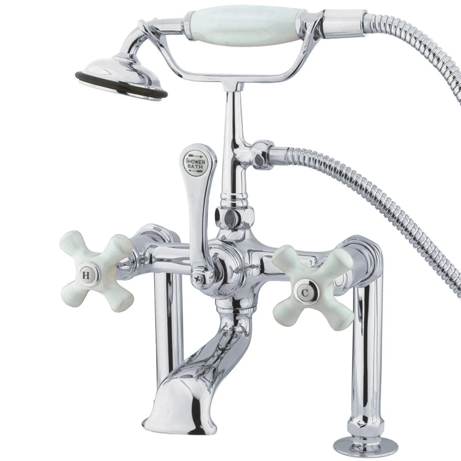Kingston Brass Vintage Deck Mount Classic Clawfoot Tub Filler with Hand Shower