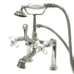 Kingston Brass Vintage Deck Mount Classic Clawfoot Tub Filler with Hand Shower