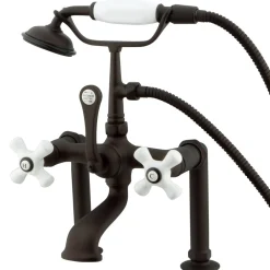 Kingston Brass Vintage Deck Mount Classic Clawfoot Tub Filler with Hand Shower
