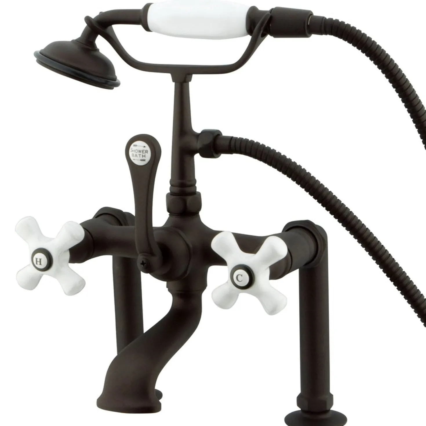 Kingston Brass Vintage Deck Mount Classic Clawfoot Tub Filler with Hand Shower