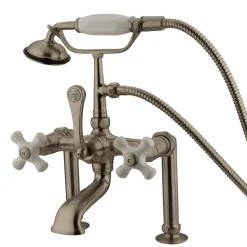 Kingston Brass Vintage Deck Mount Classic Clawfoot Tub Filler with Hand Shower