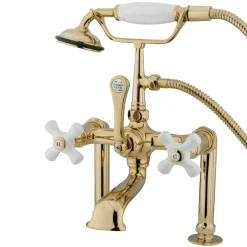 Kingston Brass Vintage Deck Mount Classic Clawfoot Tub Filler with Hand Shower