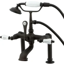 Kingston Brass Vintage 7" Deck Mount Clawfoot Tub Filler Faucet with Hand Shower