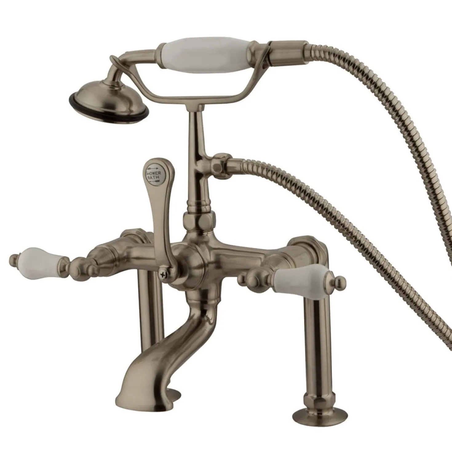 Kingston Brass Vintage 7" Deck Mount Clawfoot Tub Filler with Hand Shower