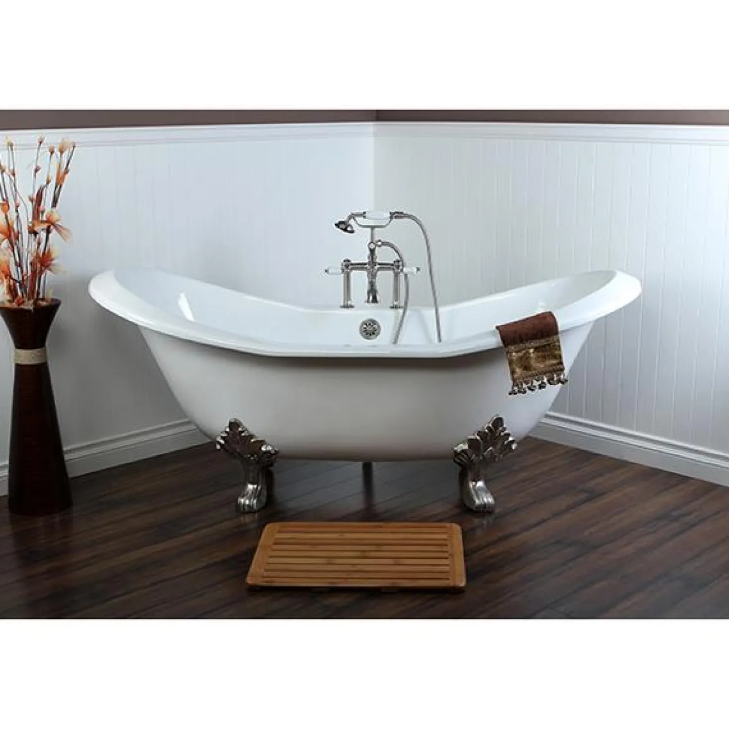 Kingston Brass Vintage 7" Deck Mount Clawfoot Tub Filler with Hand Shower