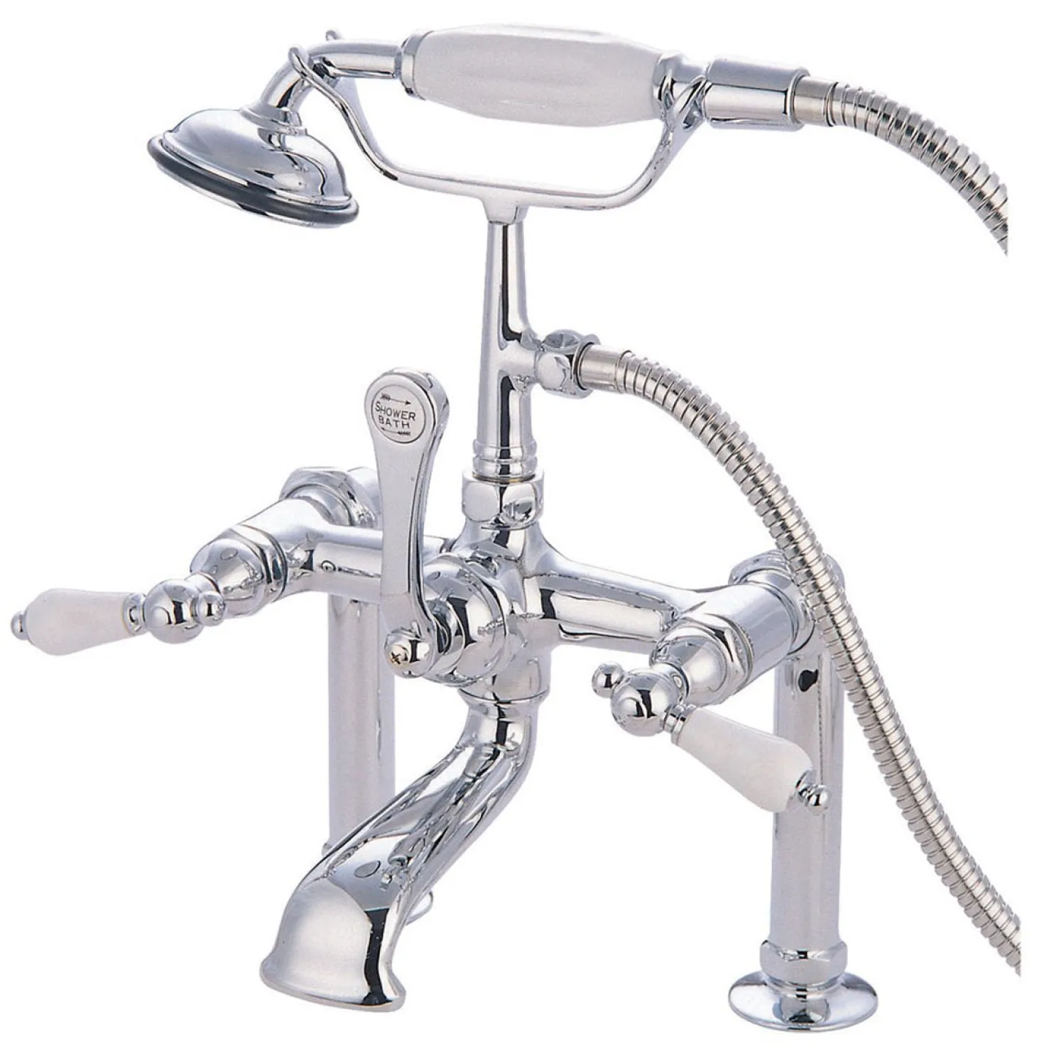 Kingston Brass Vintage 7" Deck Mount Clawfoot Tub Filler with Hand Shower